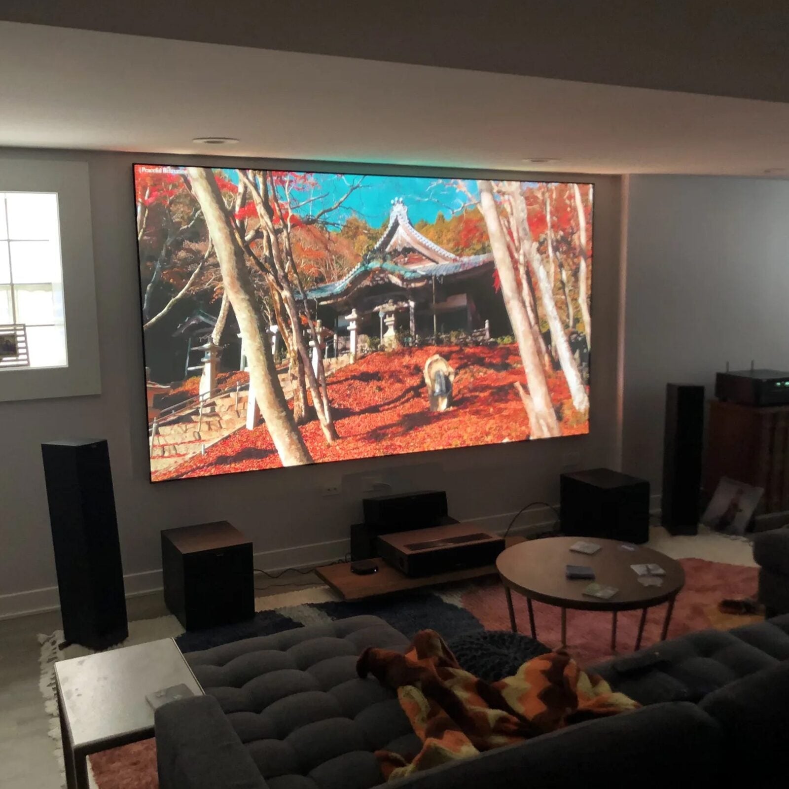 Elite Screen Aeon CineGrey 4D AT Series Acoustic Perforated Screen, 16:9, Home Theater Fixed Frame Projector Screen, Standard Throw Projectors