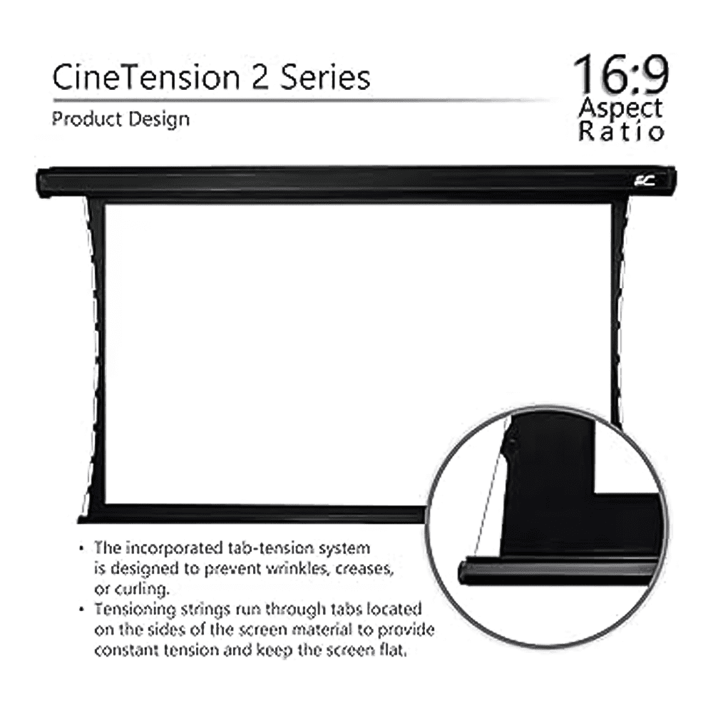 Elite CineTension 2 Series,16:9, 4K Ultra HD, Electric Motorized projector Screen, White, Standard, Short Throw, UHD/HD Projectors.