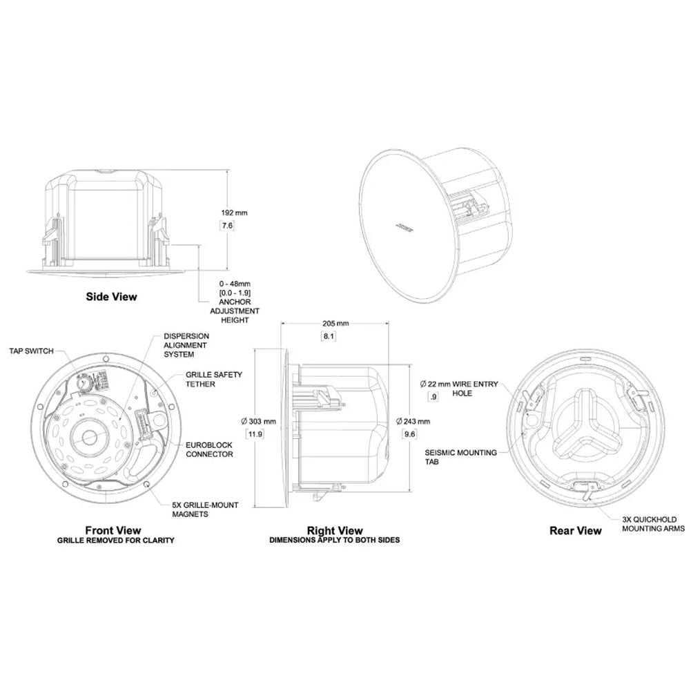 Bose DM5C in-ceiling outdoor loudspeaker 60W, 8ohms