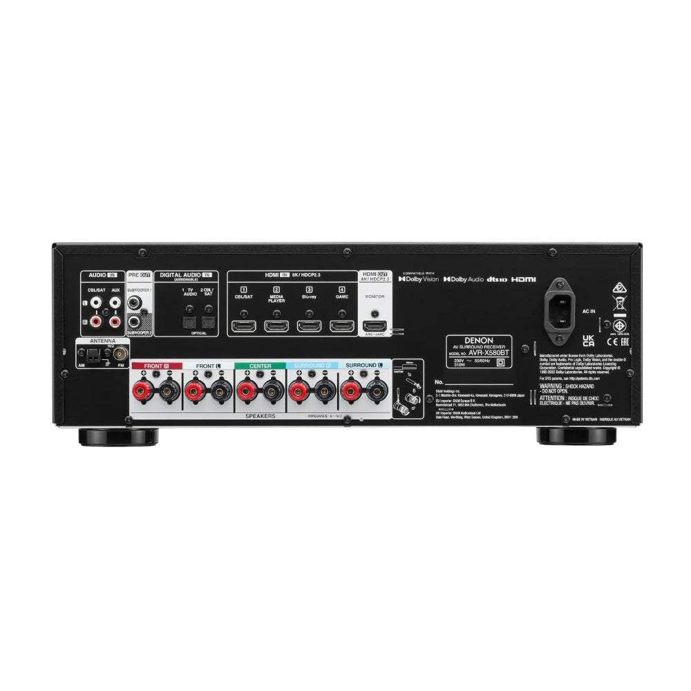 Denon AVR-X580BT 5.2-Channel 8K AV Receiver