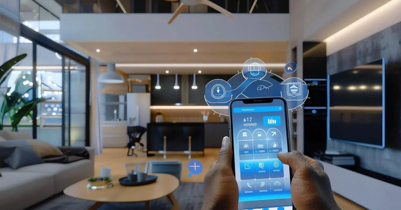 KNX smart home touch panel controlling lighting and climate