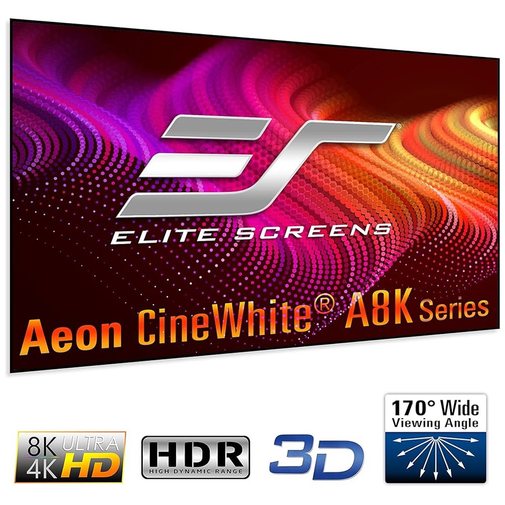 Elite Screens Aeon Series A8K Home Theater Fixed Frame Projector Screen (CineWhite), 2.35:1 Aspect Ratio