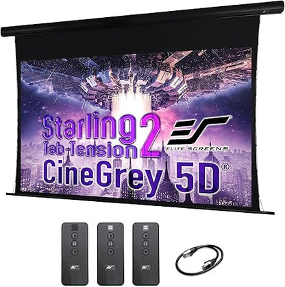 Elite Saker Tab-Tension CineGrey 5D Series ALR Screen, 16:9, Electric Roll Up Projector Screen, CineGrey, Standard Throw Projectors
