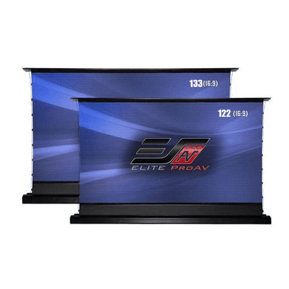 Elite Kestrel Tab-Tension CineWhite Series Floor-Rising Electric Front Projection Screen