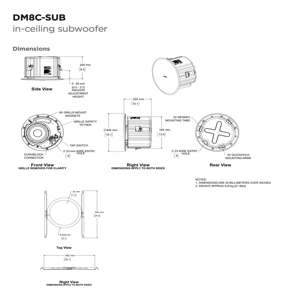 Bose DM8C in-ceiling loudspeaker 150W, 8ohms White